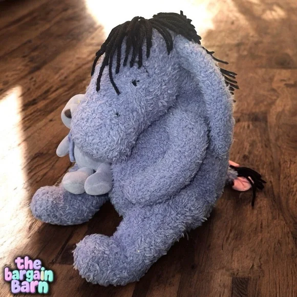 Disney Store Vintage Winnie the Pooh Classic 12” Eeyore w/ Teddy Bear Plush Toy - Picture 2 of 5